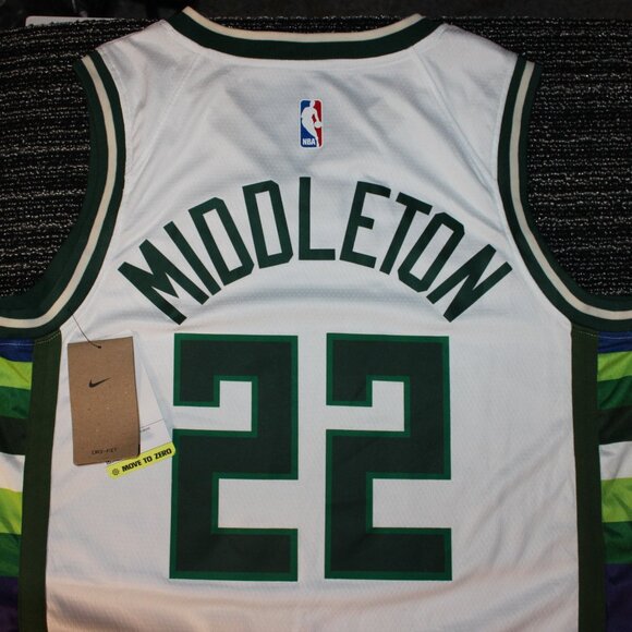 Nike #22 Khris Middleton Milwaukee Bucks Swingman City Edition jersey - Sz 48/L - Picture 10 of 10